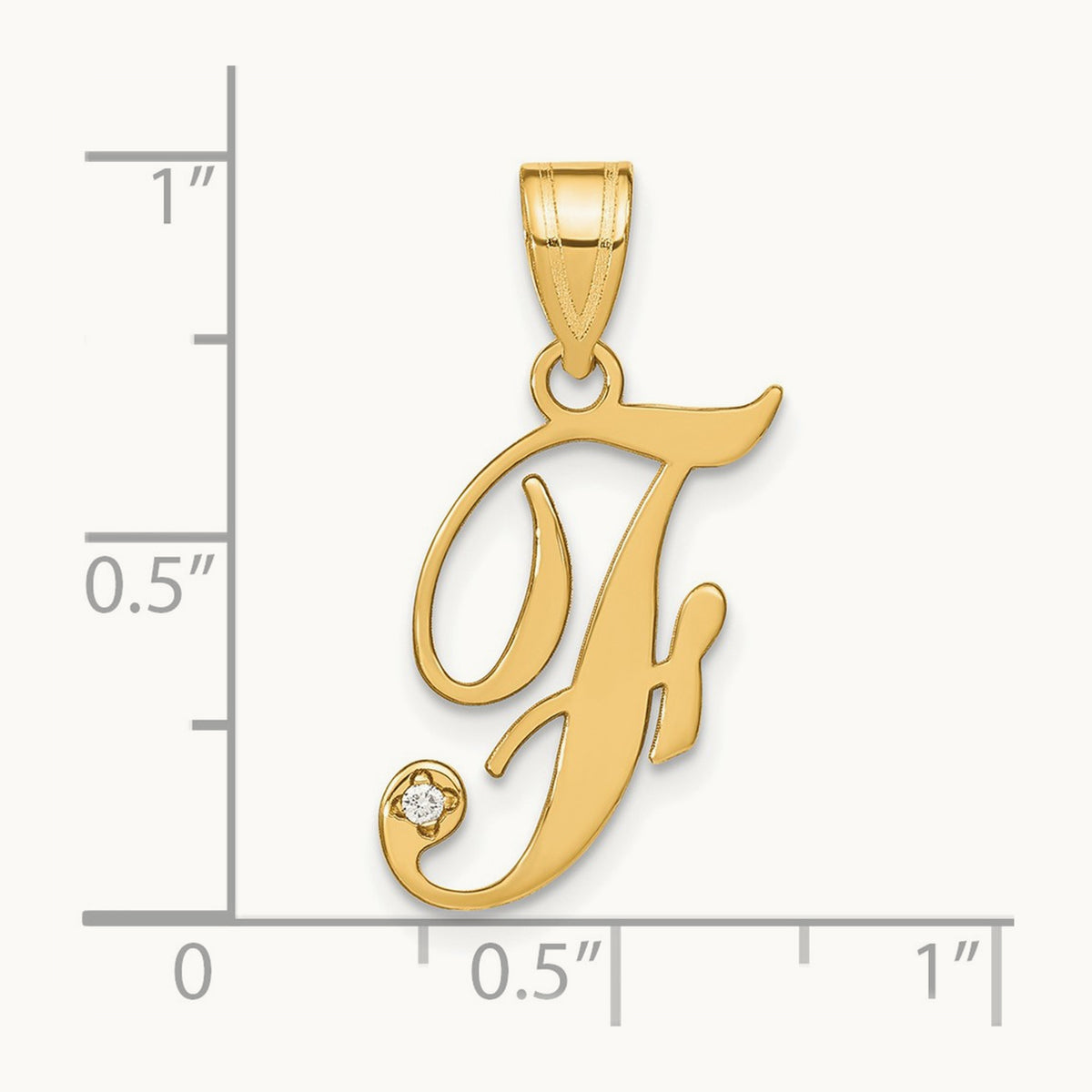 Script Initial Pendant with Diamond — F