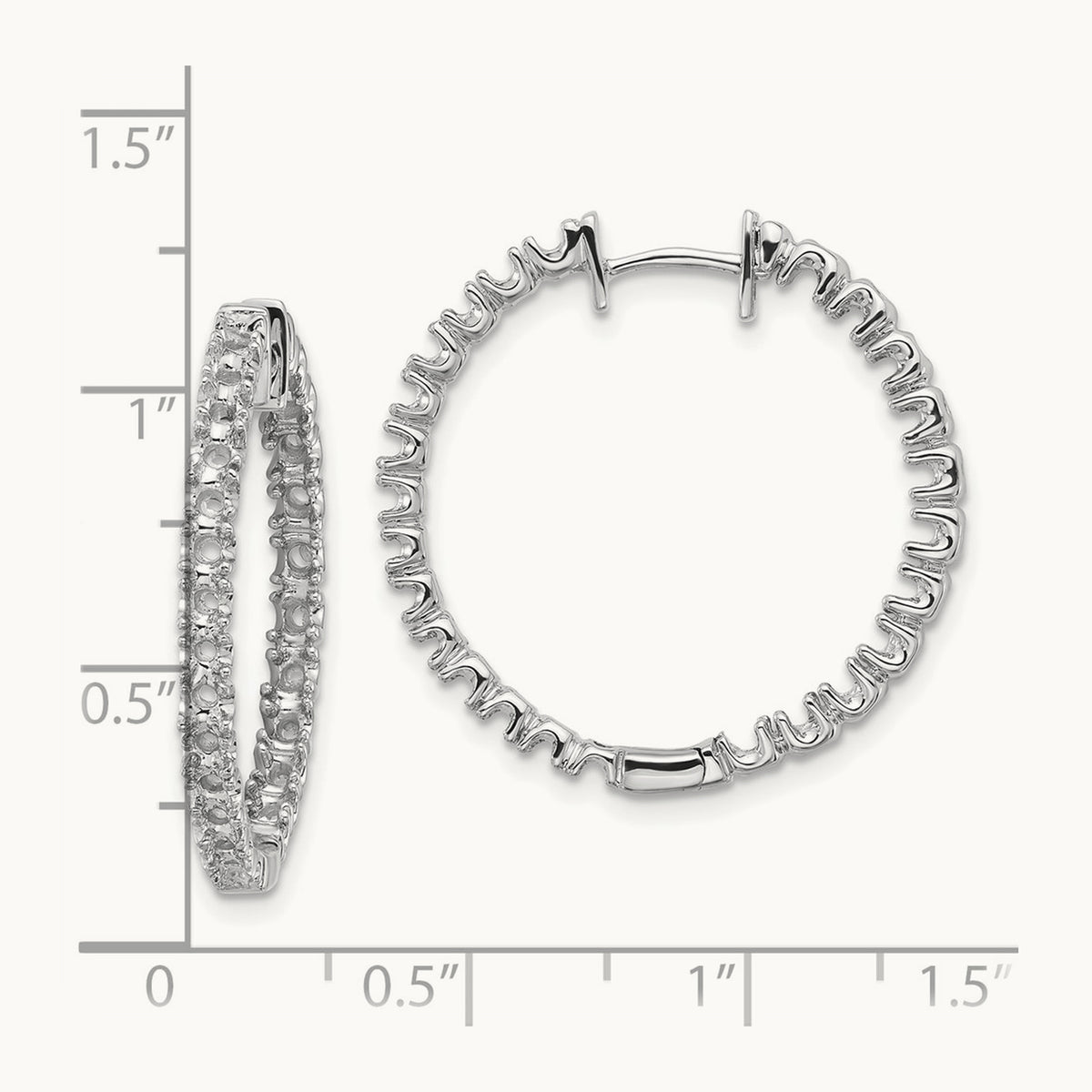 VS Diamond Hinged Hoop Earrings, 14K White Gold