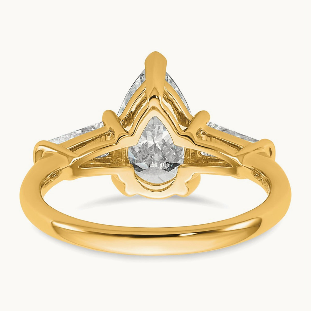 Pear/Baguette Engagement Ring, 1.50-6.75 ct tw Lab-Grown Diamond — 2 5/8 ct, 14K Yellow Gold