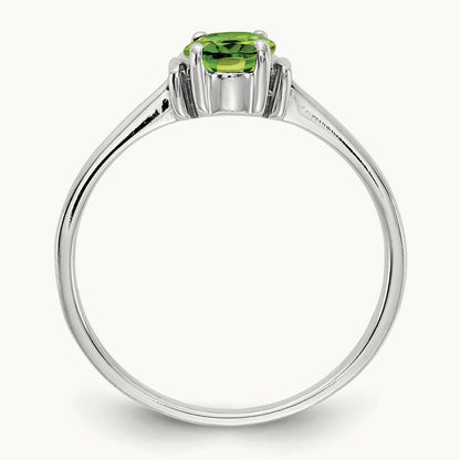 7x5mm Oval Peridot ring, 14K White Gold