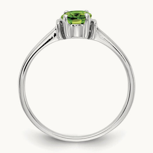 7x5mm Oval Peridot ring, 14K White Gold