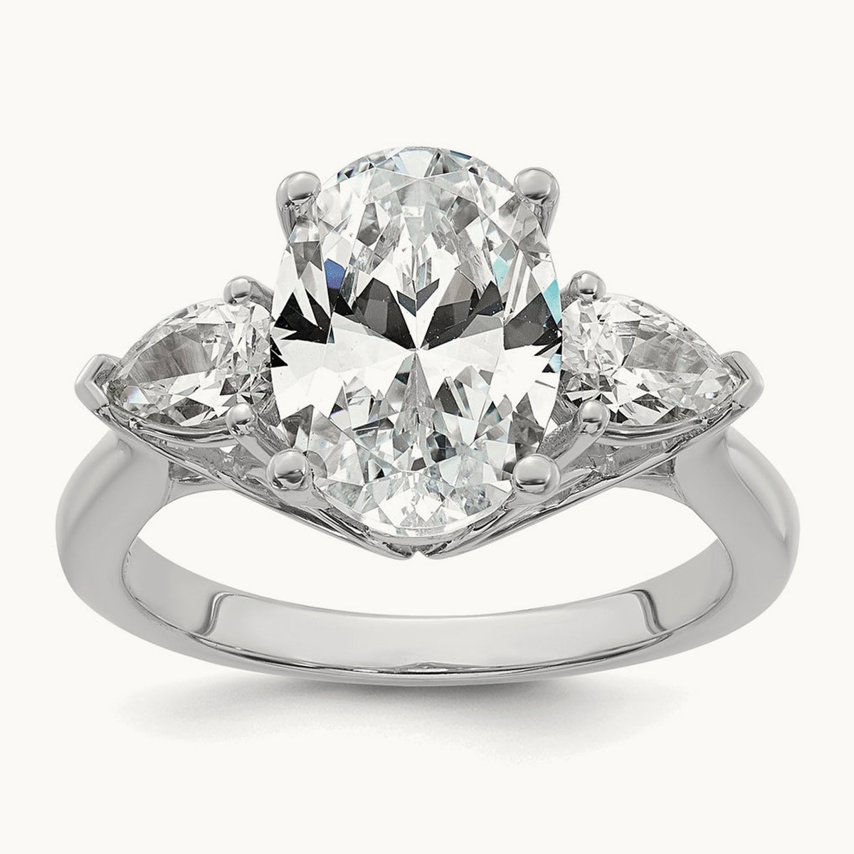 Oval/Pear 3 Stone Engagement Ring, 1.25-3.50 ct tw Lab-Grown Diamond — 3 5/8 ct, 14K White Gold