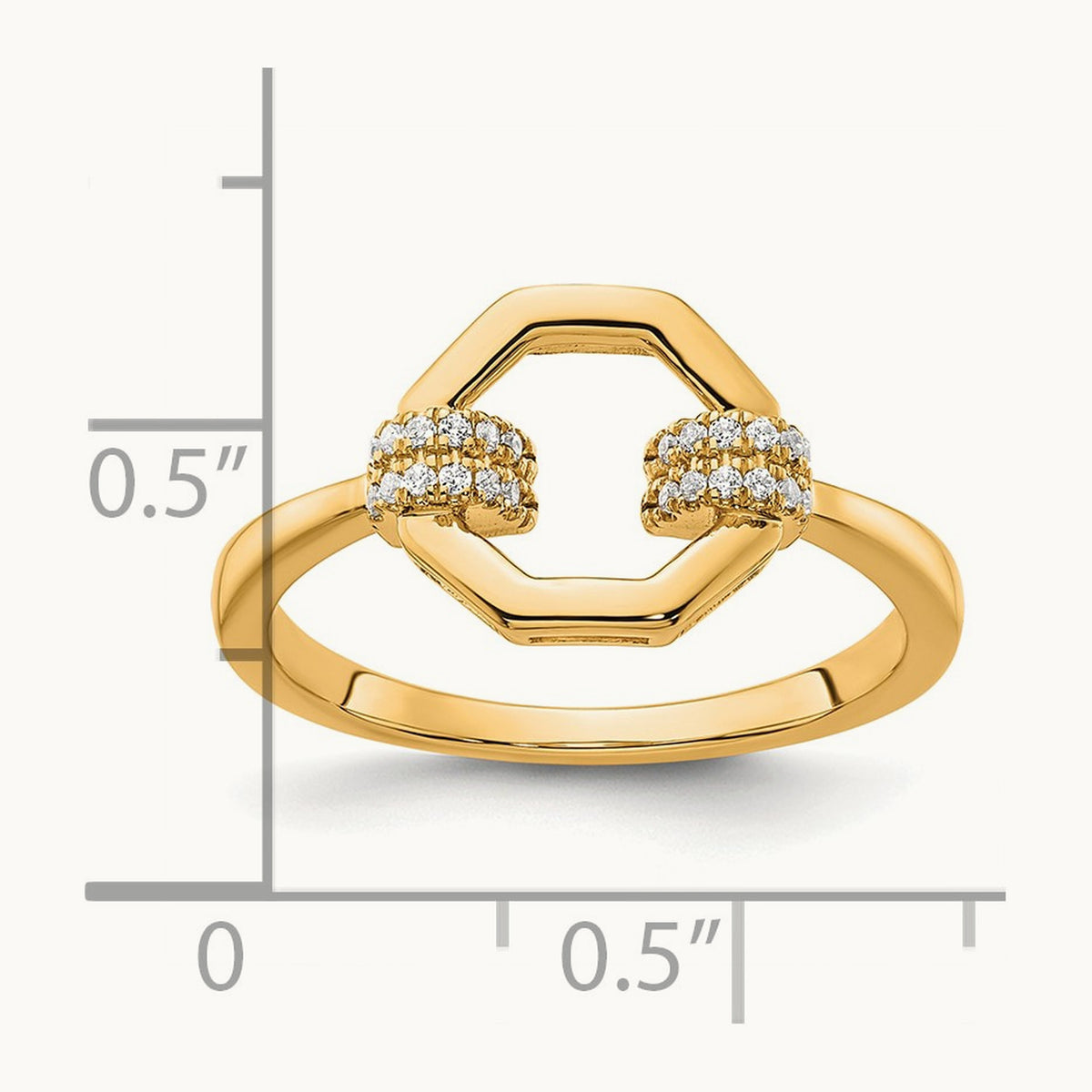 Polished Diamond Octogon Fashion Ring, 14K