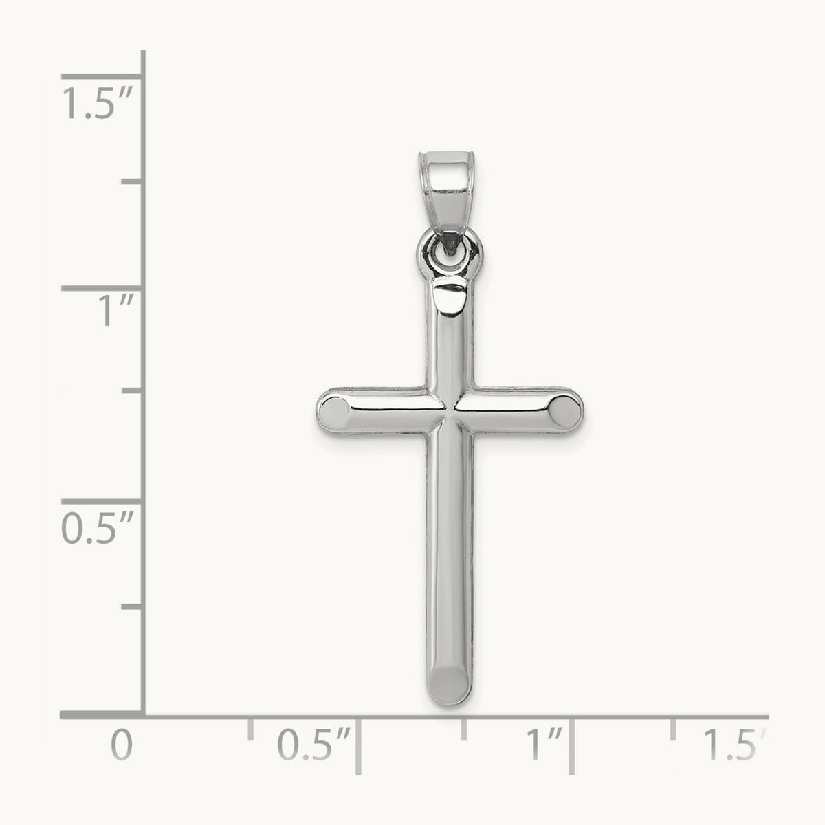 Hollow Cross Pendant, 14K White Gold