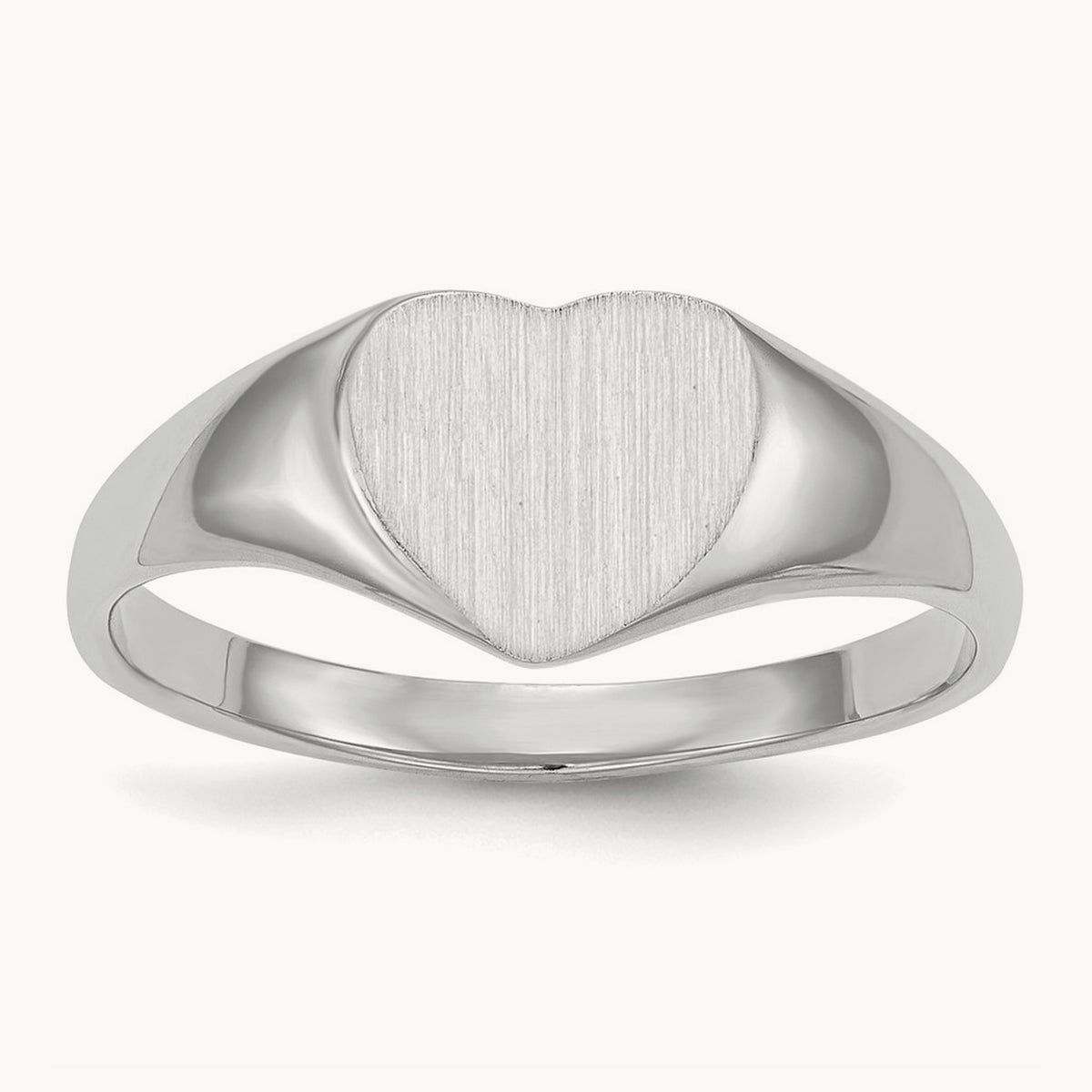 Closed Back Heart Signet Ring — 14K White Gold, 8.5x9.0mm, 5