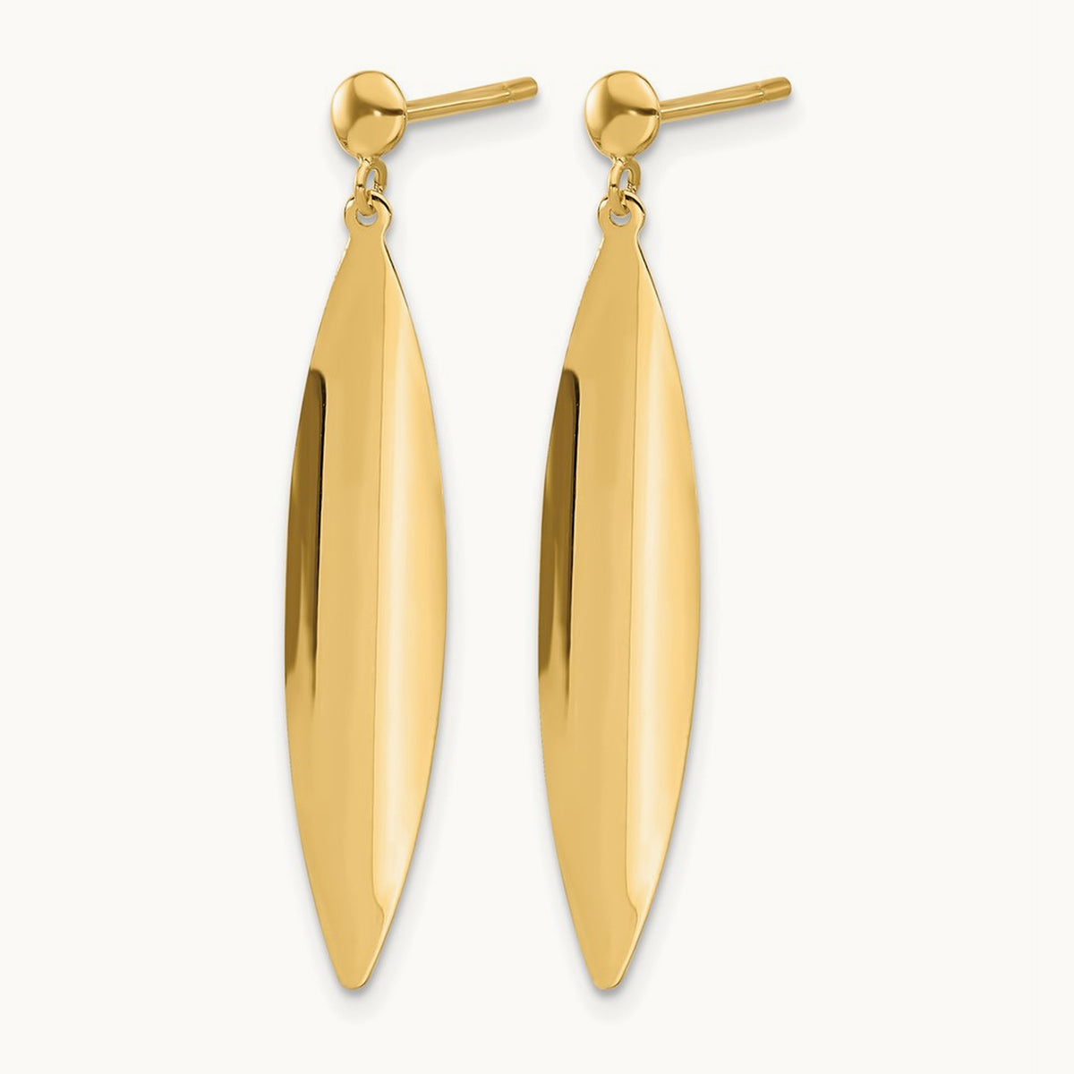 Polished Post Dangle Earrings — 14K Yellow Gold