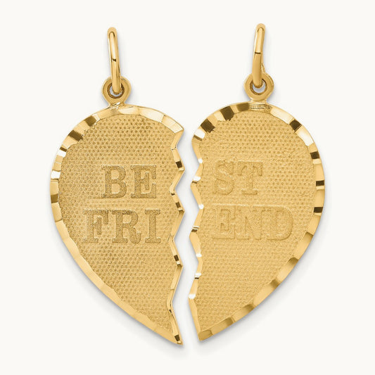 BEST FRIEND Diamond-cut 2-piece Charm, 14K