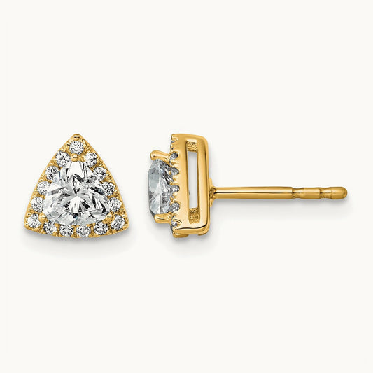 Trillion Halo Post Earrings, 0.50-7.75 ct tw Lab-Grown Diamond — 5/8 ct, 14K Yellow Gold