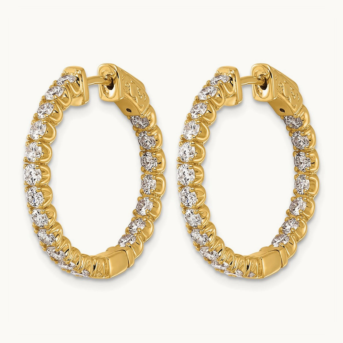 In/Out Safety Clasp Hoop Earrings, 2.00 ct tw Lab-Grown Diamond