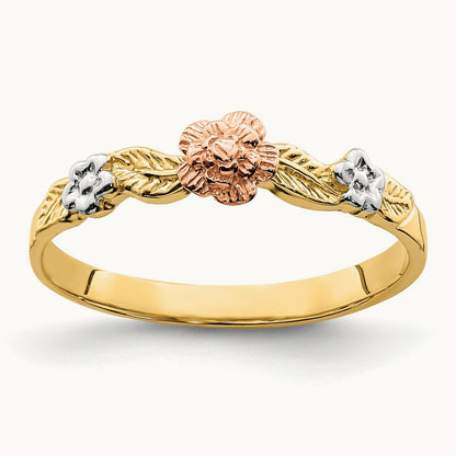w/White Rhodium Flower Ring, 14K Two-tone