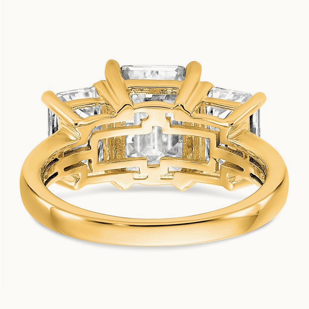 Emerald 3 Stone Engagement Ring, 1.50-4.25 ct tw Lab-Grown Diamond — 2 1/2 ct, 14K Yellow Gold