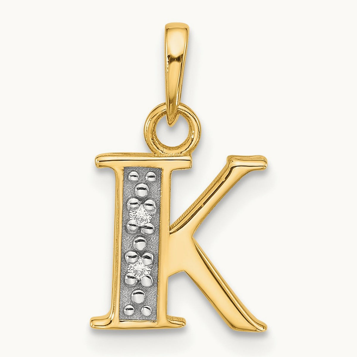 Diamond Letter K Initial Pendant, 14K with Rhodium