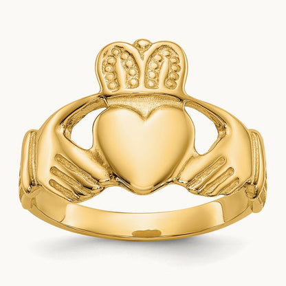 Polished Ladies Claddagh Ring, 14K