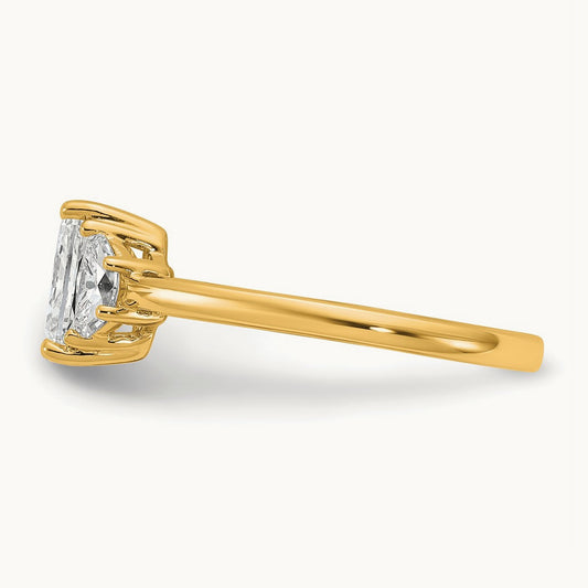 Radiant & 1/2 Moon Engagement Ring, 1.25-4.00 ct tw Lab-Grown Diamond — 1 3/8 ct, 14K Yellow Gold