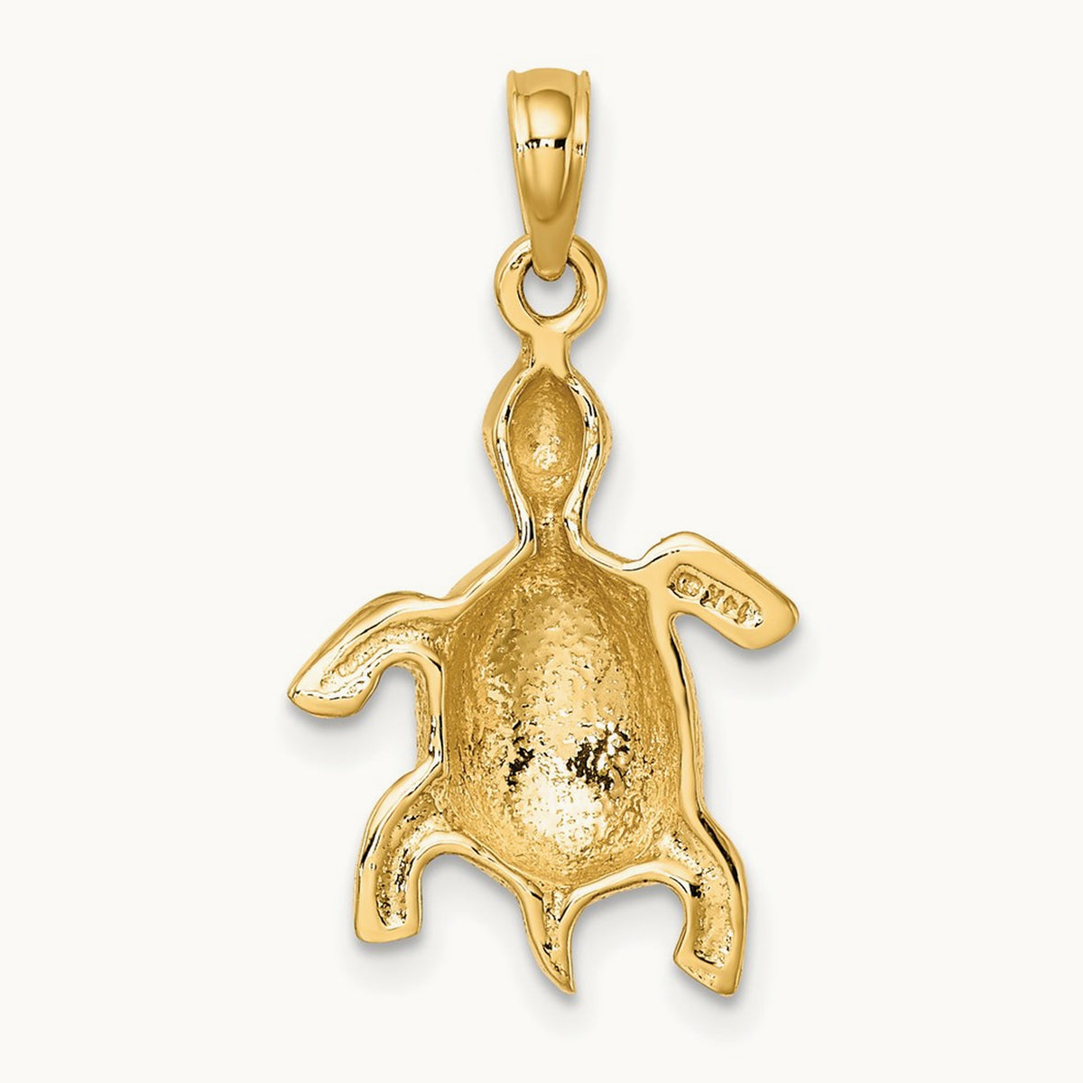 Polished Turtle with Textured Shell Charm, 14K