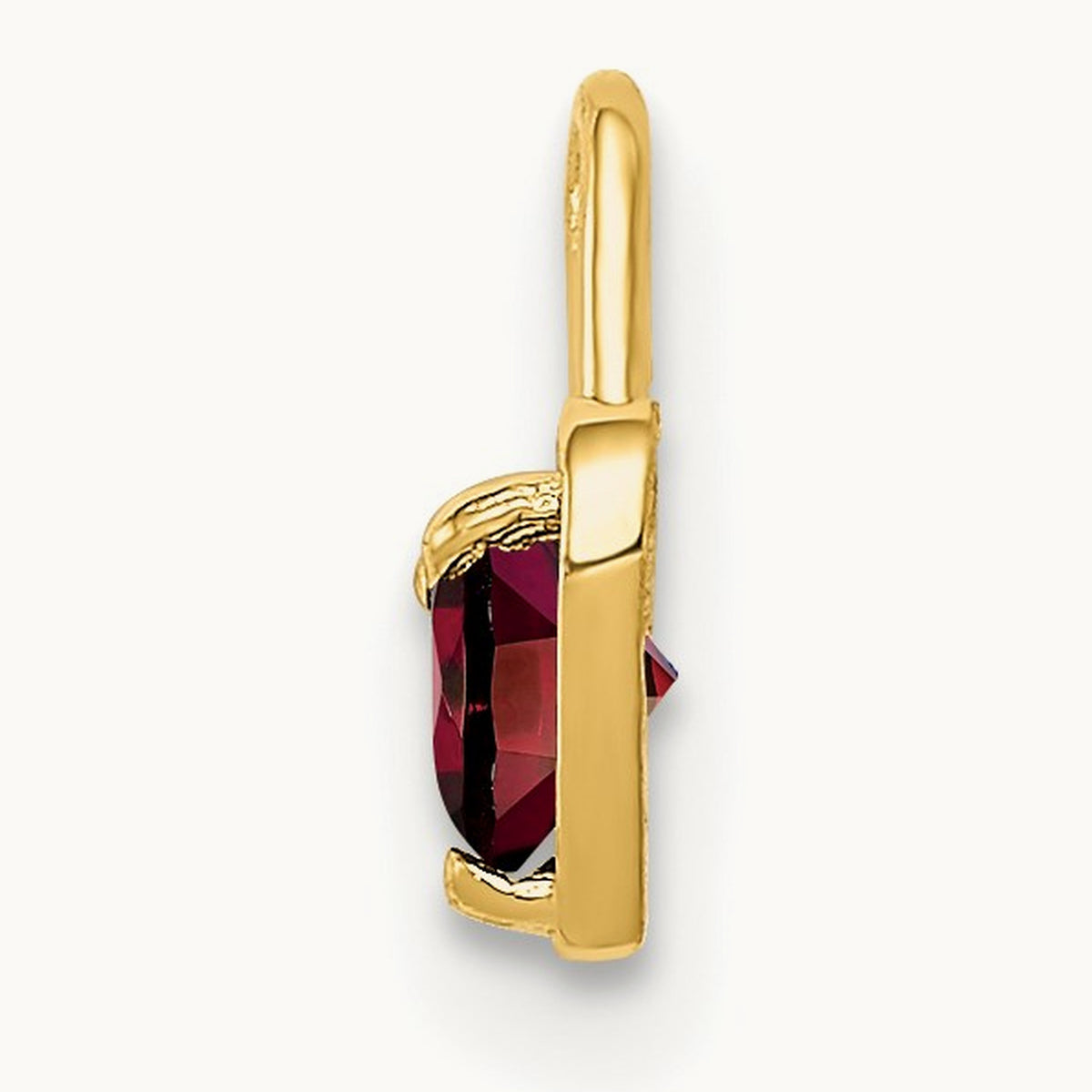 January Synthetic Birthstone Heart Charm — 14K Yellow Gold