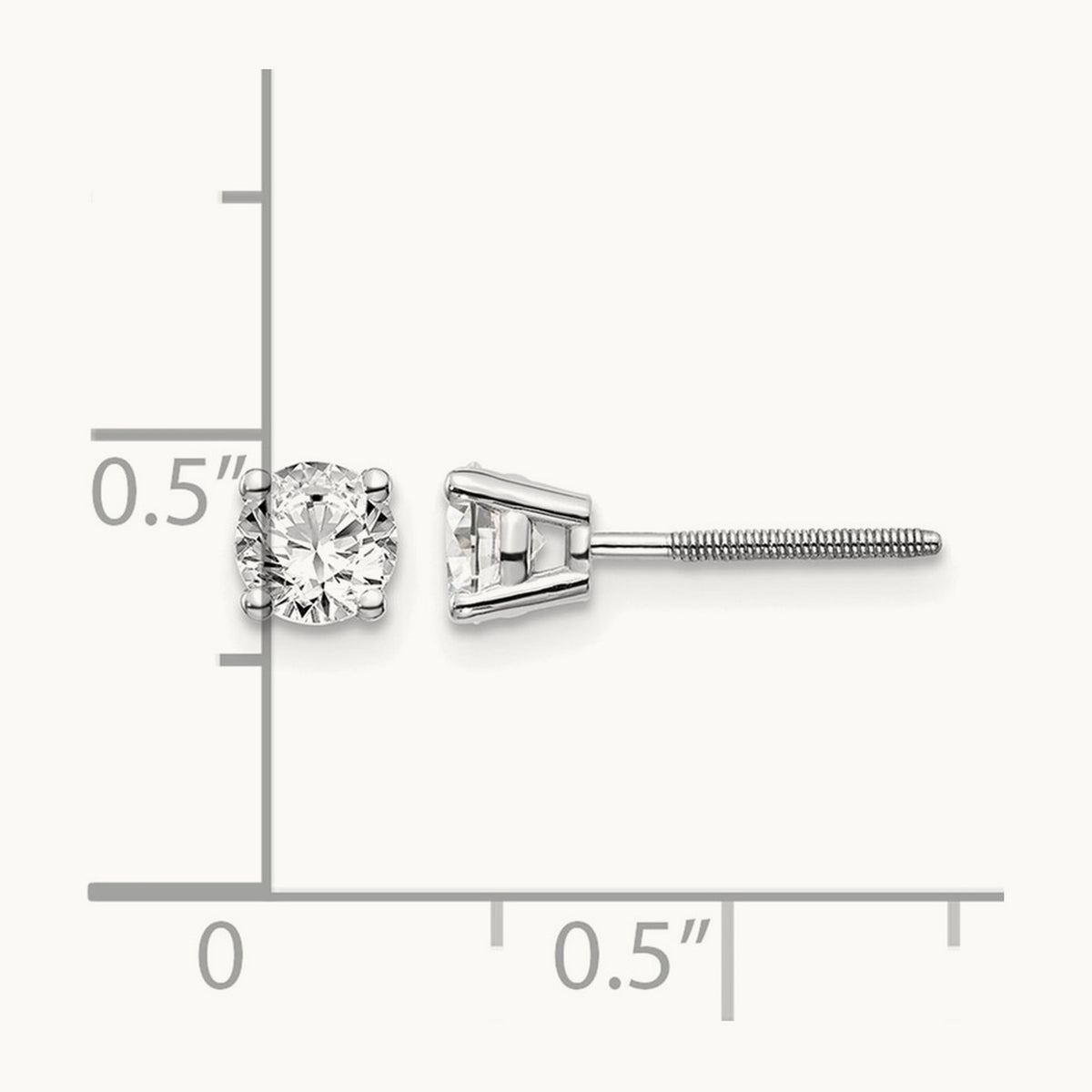 Round Diamond Stud Earrings — 14K White Gold, 0.70 ct tw