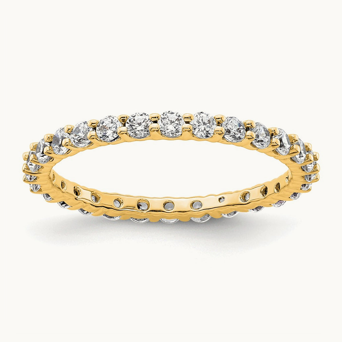 Polished Shared Prong Diamond Eternity Band — 14K Yellow Gold (2)