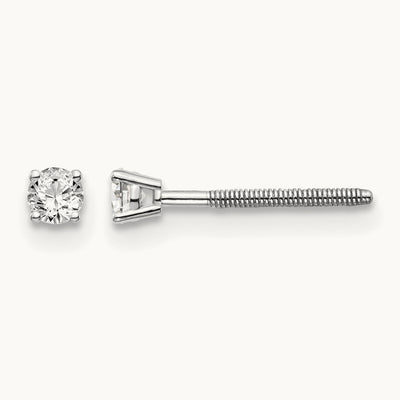 .10ct SI3 G-I Diamond Stud Thread on/off Post Earrings, 14K White Gold