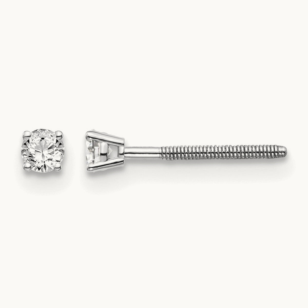Diamond Stud Thread on/off Post Earrings — 2.4mm