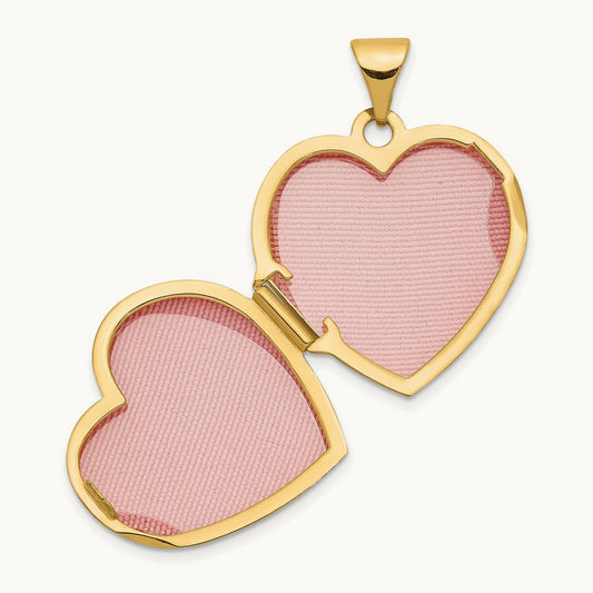 Domed Plain Heart Locket, 18mm, 14K