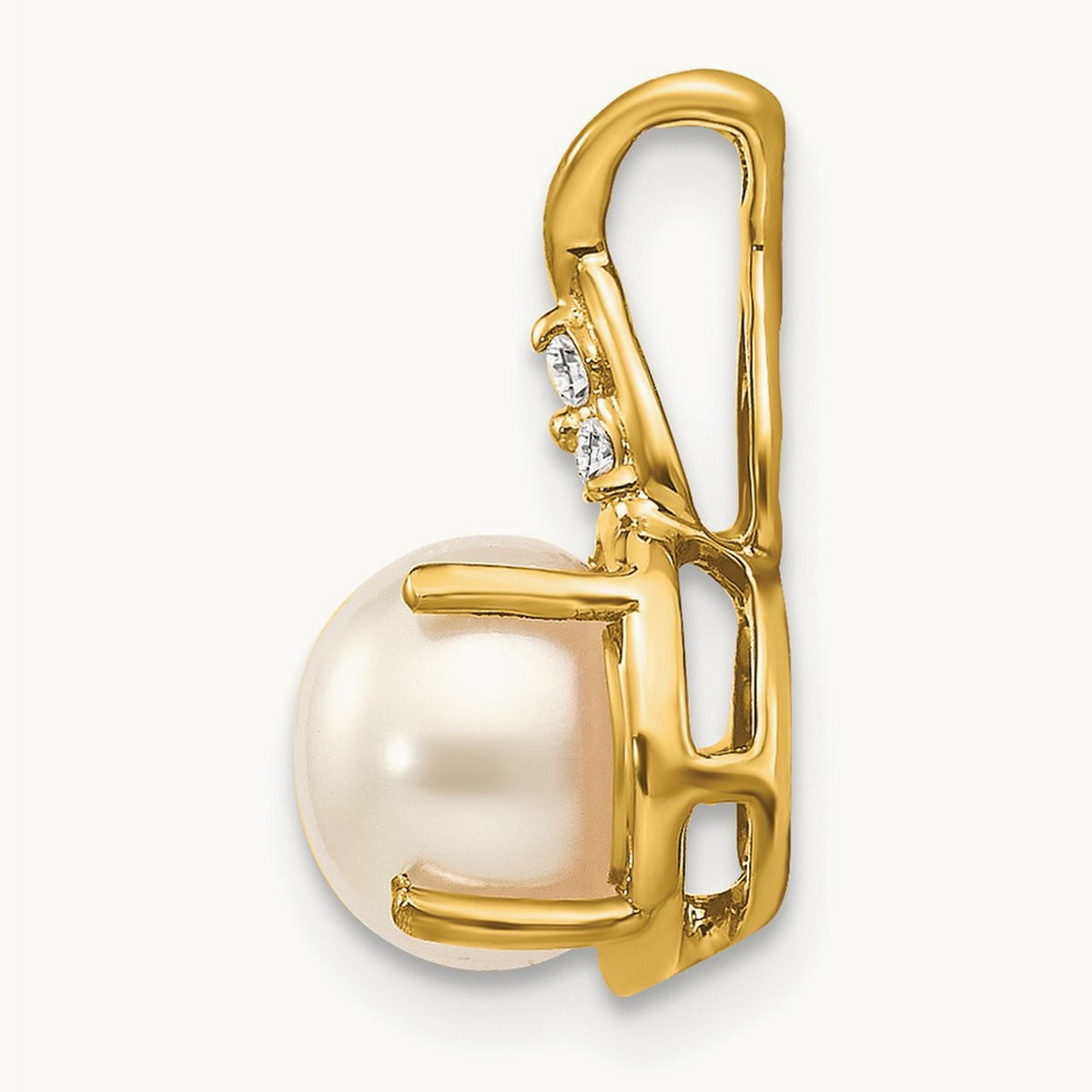Freshwater Cultured Pearl and Diamond Pendant — 14K Yellow Gold, 14.6mm