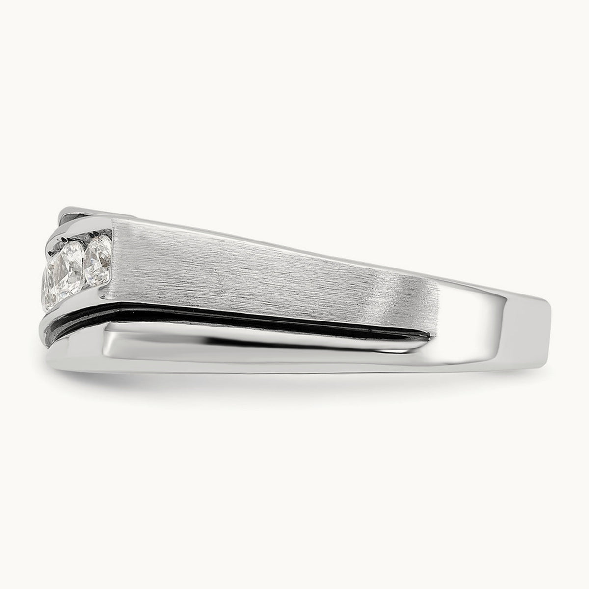 w/ Black RH IBGoodman Men's Polish/Satin AA Diamond Ring, 14K White Gold
