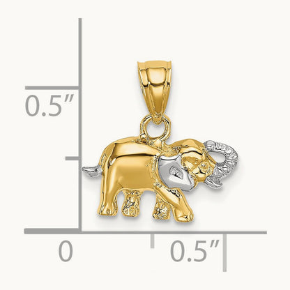 w/ Rhodium Small Elephant Charm, 14K