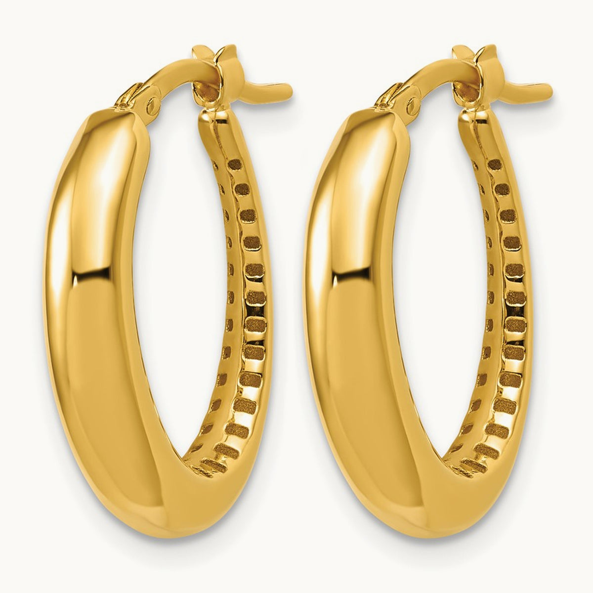 Polished Oval Hoop Earrings, 14K — Leslie's