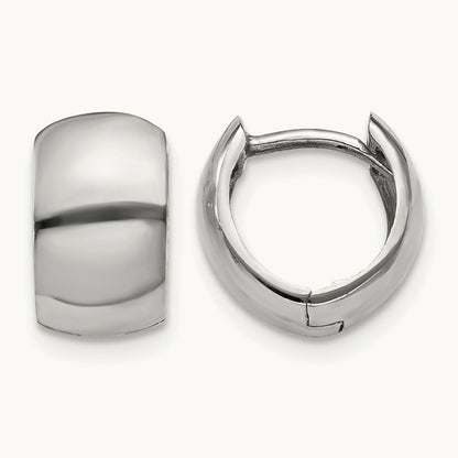 Round Hinged Hoop Earrings, 14K White Gold