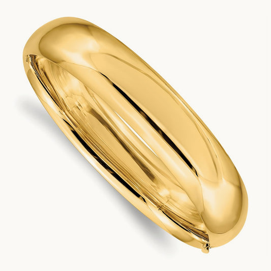 9/16 High Polished Hinged Bangle Bracelet, 14K