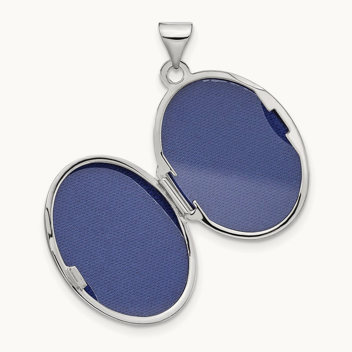 Brushed Diamond Star Oval Locket — 14K White Gold