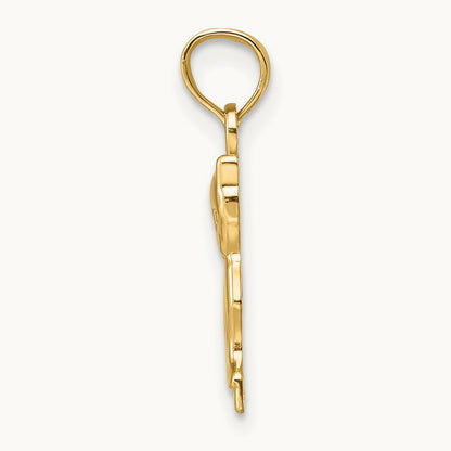 Mini Sitting Kitten Charm, 14K