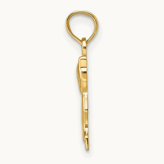 Mini Sitting Kitten Charm, 14K
