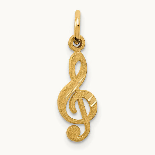 Treble Clef Charm — 14K Yellow Gold