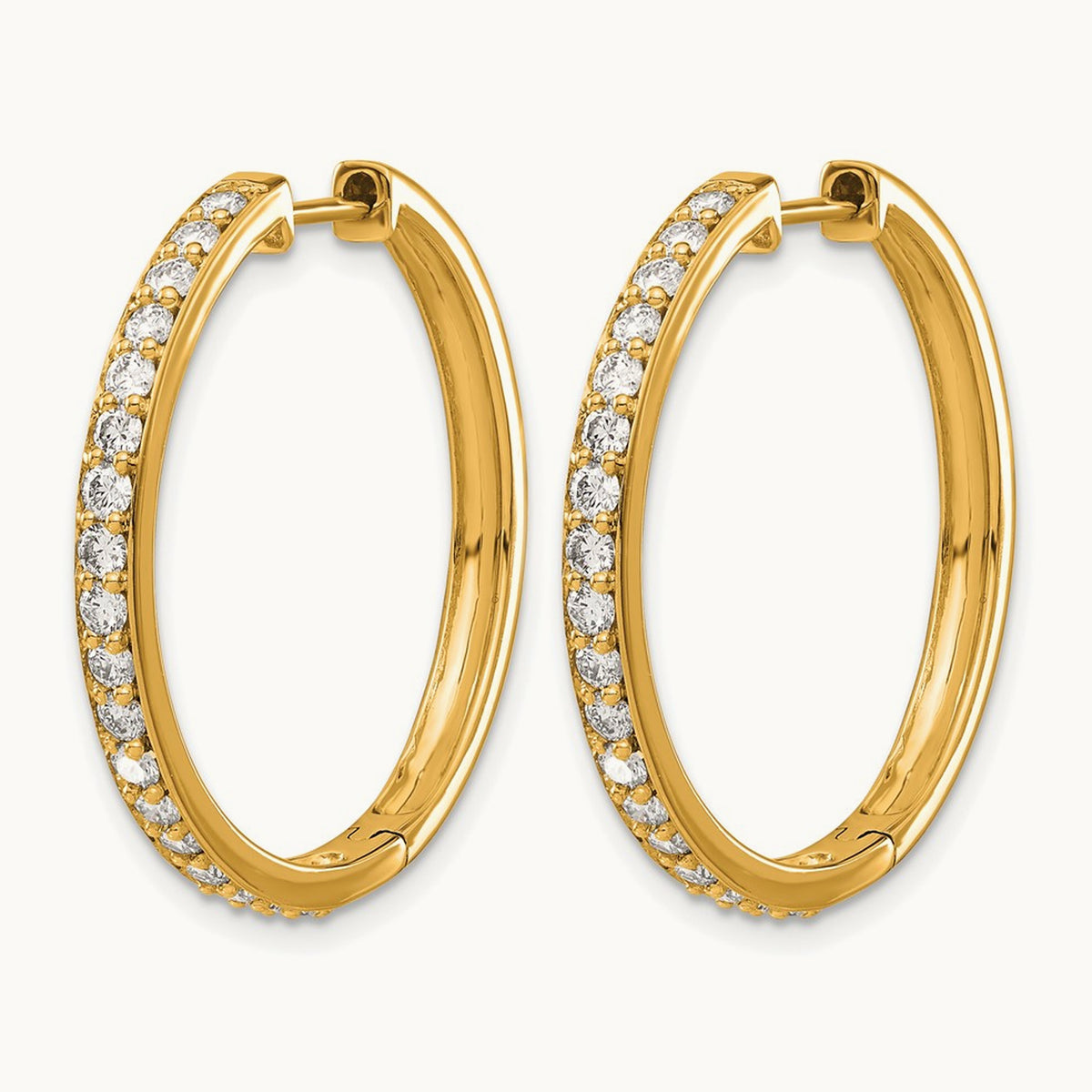 Diamond Hinged Hoop Earrings, 14K