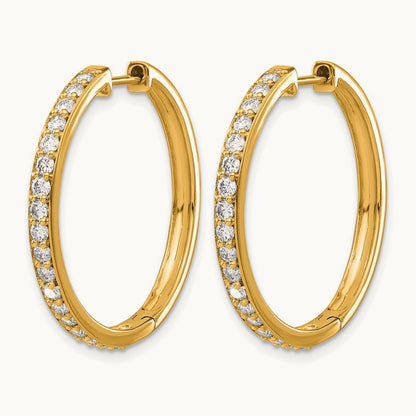 Diamond Hinged Hoop Earrings, 14K