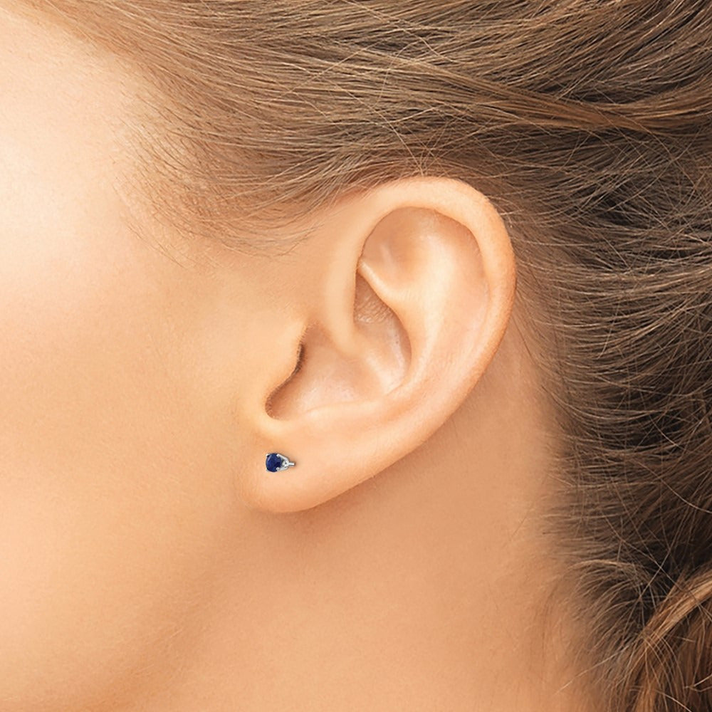 Sapphire Stud Earrings — 3mm
