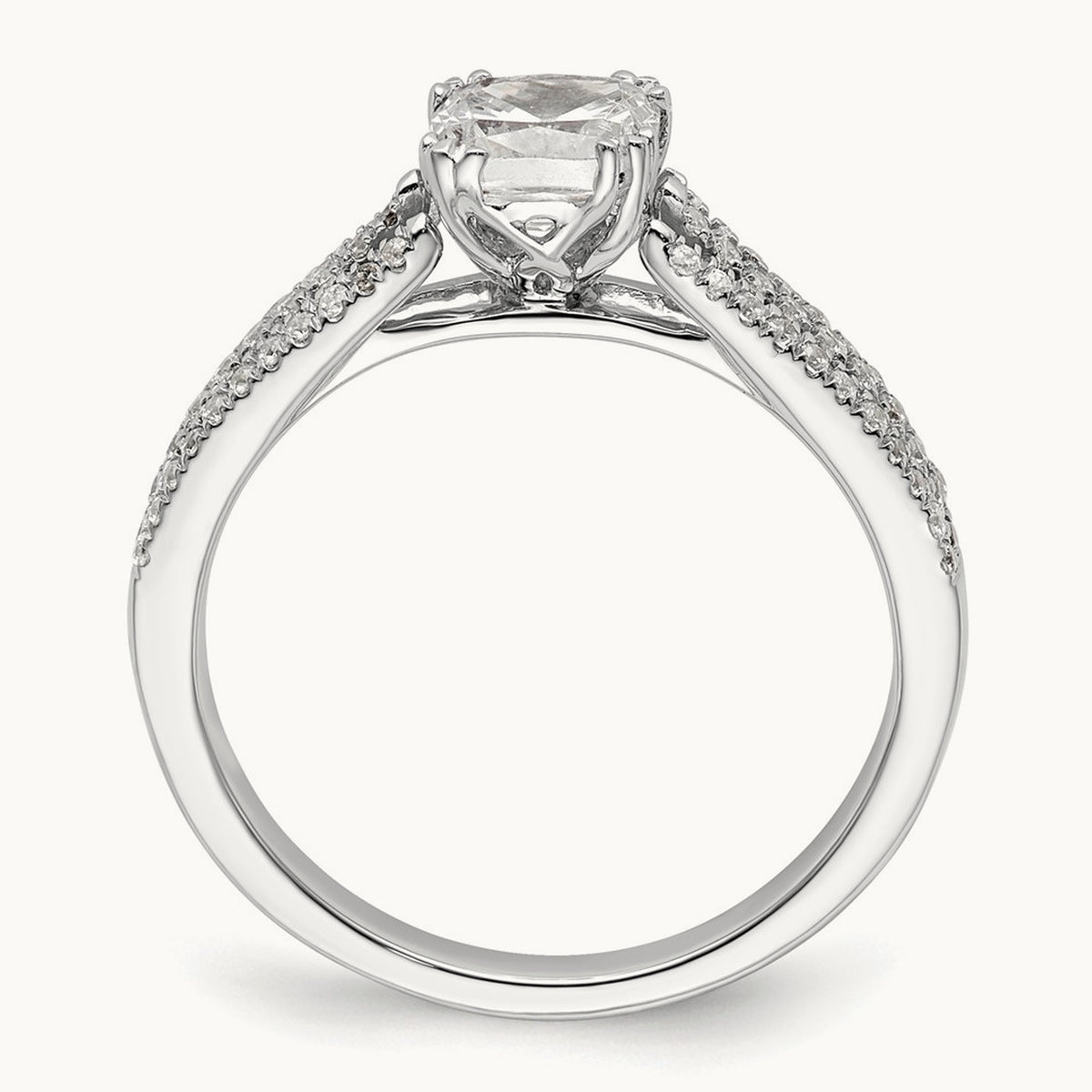 3-Row Cushion Semi-Mount Engagement Ring — 3/4 ct, 7