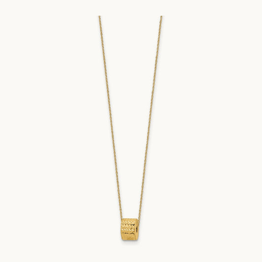 Rope Chain w/ Barrel Bead w/ 2in Extension Necklace, 14K