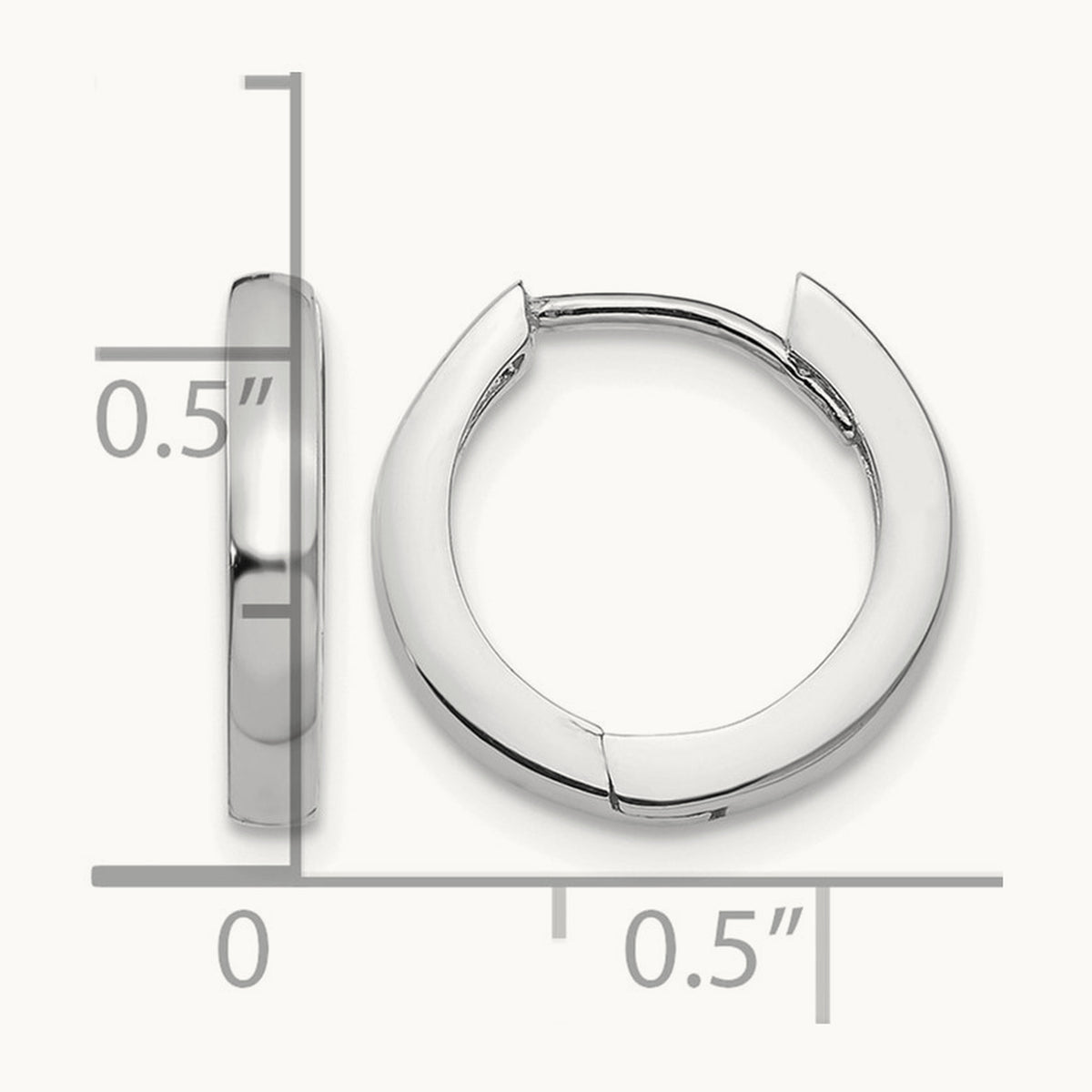 Round Hinged Hoop Earrings, 14K White Gold
