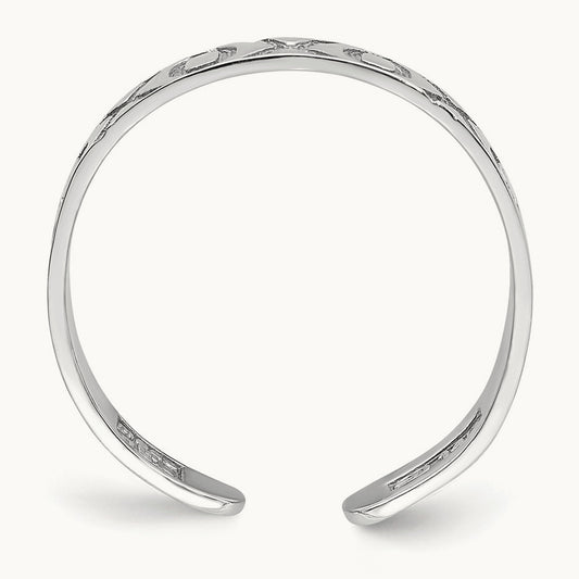 X and O Pattern Toe Ring, 14K White Gold