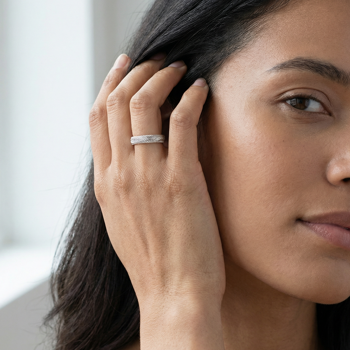 Mesh Stretch Ring — 14K Yellow Gold