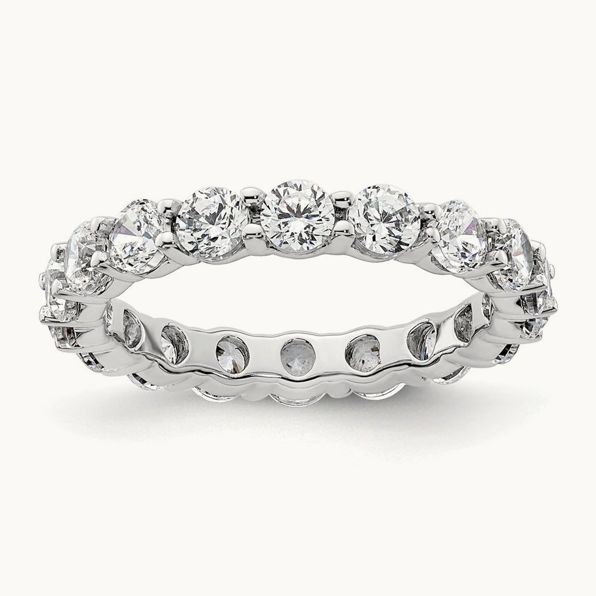 Polished Shared Prong Diamond Eternity Band, 2.00 ct tw — 14K White Gold