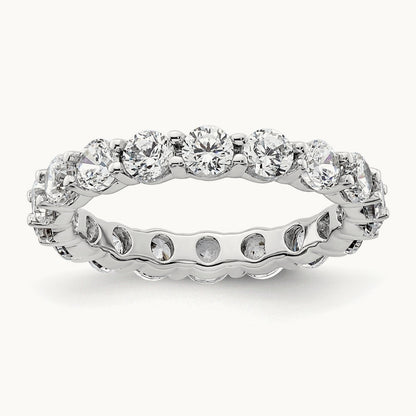 Polished Shared Prong Diamond Eternity Band, 2.00 ct tw — 14K White Gold