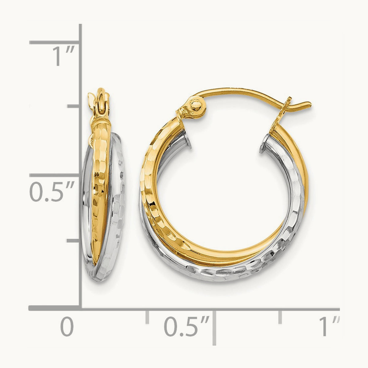 D/C Bypass Hoop Earrings, 14K Two-tone — Leslie's