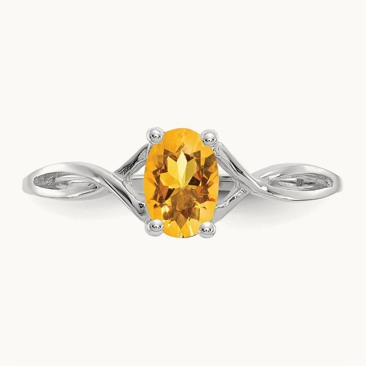 Citrine Birthstone Ring, 14K White Gold