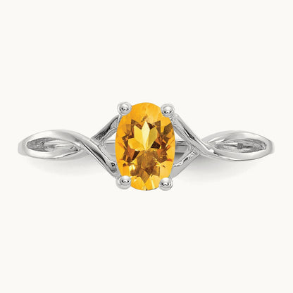 Citrine Birthstone Ring, 14K White Gold