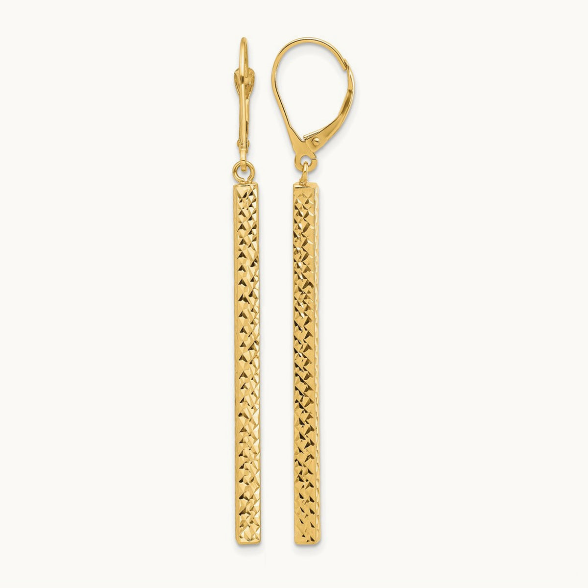 Polished and Diamond-cut Bar Dangle Leverback Earrings, 14K — Leslie's