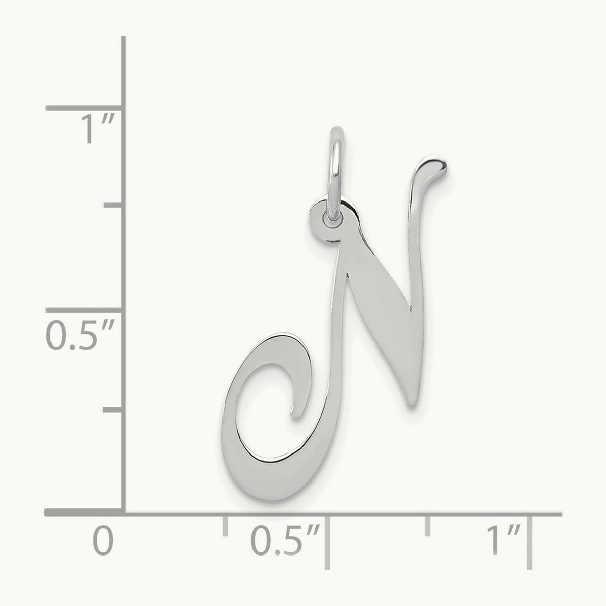 Medium Fancy Script Initial Charm — 14K White Gold, N